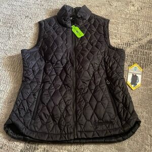 NWTs Ladies Free Country FreeCycle black quilted vest w/two front pockets Sz M